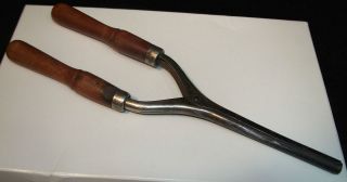 Antique Wooden Handled Hair Curling Iron   Wood & Metal   VGC