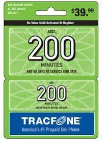  Tracfone 200 Minutes Wireless Airtime Card