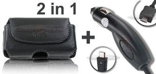 Car Charger+Leathe​r Pouch Case Cover For Tracfone LG GS170 420g