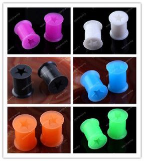   Double Flare Flexible Silicone Star Earlets Ear Tunnels Plugs Gauges