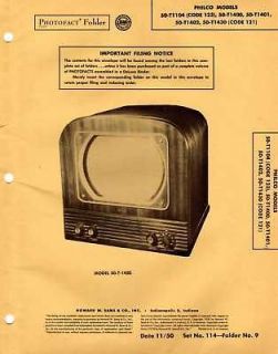 Philco 50 T1400 TV 1950 Television ORIGINAL Photofact