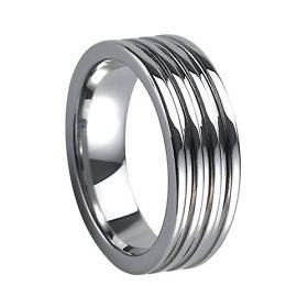  Carbide Ring 8MM Men Deep Lines Design Ring Wedding Band   TG018