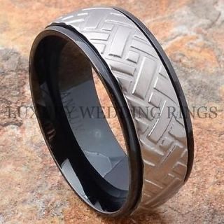Black Titanium Mens Wedding Band Ring Tire Size 6 13