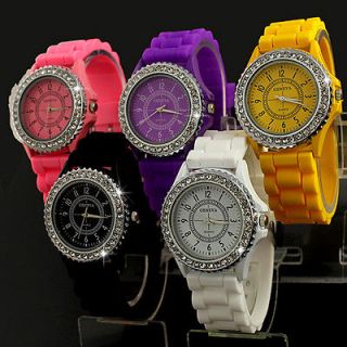   Unique Stylish Silicone Crystal Teenagers Lady Girls Jelly Watch,A14