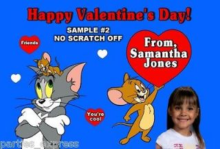 TOM AND JERRY VALENTINES DAY CARDS SCRATCH OFF PERSONALIZED