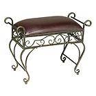 Perfect Entryway Iron Scroll Faux Leather Upholstered Bench/Stool