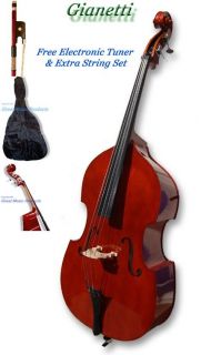 UPRIGHT STANDUP BASS 1/2+BAG+BOW+TU​NER+EXTRA STRINGS