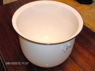vintage CHAMBER slop POT enamel white antique bucket pail PRIMITIVE
