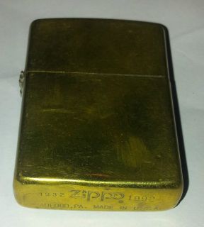 Authentic  Solid Brass  Zippo Lighter   ( Date Code 1932   1992 )