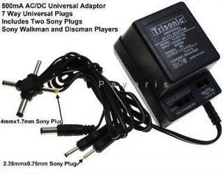 New 500mA AC DC Universal Adaptor 7 Output 2 Sony Plugs