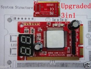   in1 mini PCI PCI E LPC Diagnostic Debug Card PC Analyzer Tester Red