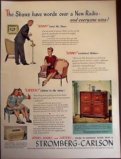 vintage 1947 Ad Show family Stromberg Carlson radio phonograph
