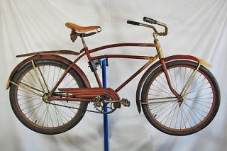 Vintage 1939 Gambles Hiawatha Pre war balloon tire bicycle bike red 