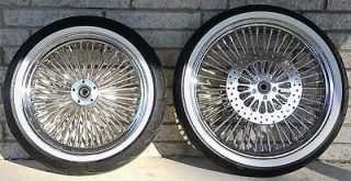   52 FAT DADDY SPOKE CHROME WHEELS 4 HARLEY FLHT WITH WHITE WALL TIRES