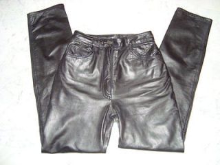 1980s Black Vintage Tannery West Leather Pants size 4