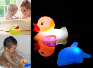   Baby Bath Fun LED Flashing Duck Dolphin Toy Rubber Happy Bath Time New
