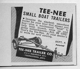 1950 Vintage Ad Tee Nee Small Boat Trailers Younstown,Ohio