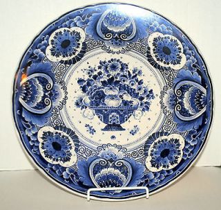   HUGE 17 Diameter Blue White DELFT WALL PLATE platter art pottery