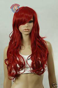 super long red hair womens health wig + weaving cap(gift) 52