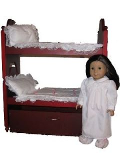 Doll Furniture: Bunk bed w/ Trundle & linens fits AMERICAN GIRL DOLL 