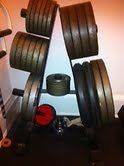 Workout Plates with Rack  Set of 28 Plates .Used Gym Equipment