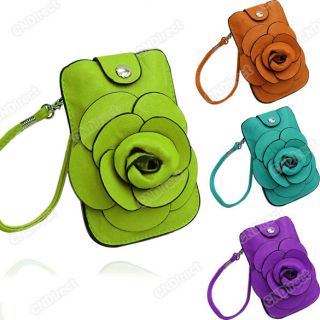   style Ladies Cute Camellia cell phone case bag key bag flower pouch