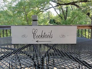 Rustic Country Shabby Wedding Cocktails Drinks Table Wooden Sign 