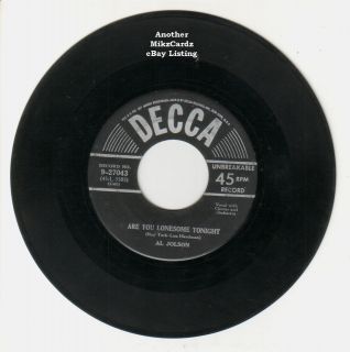   Are You Lonesome Tonight / No Sad Songs For Me DECCA 45RPM Record