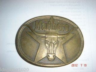   Brass Philip Morris Marlboro Belt Buckle Longhorn Steer Bull Western