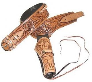 COWBOY / COWGIRL, FAST DRAW NATURAL TOOLED LEATHER HOLSTER w/ FREE 