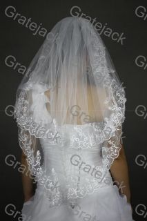 2T Bride Bridesmaid Wedding dress Accessories White Ivory Veil Comb