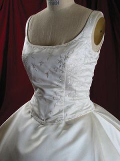  Creamy Ivory Royal Satin A Line Wedding Gown Sz 16 *Plus 6 Accessories