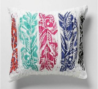 Anthropologie Inked Leaf Euro Pillow Sham Cover NEW Bedding Colorful 