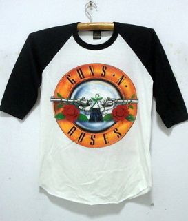   Guns n Roses GNR 3/4 baseball shirt punk rock band tour jersey 37 M
