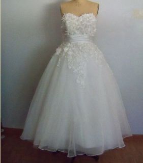   Tea Length Ball Gown Wedding Dress Bridal Gown Custom Size 6   16
