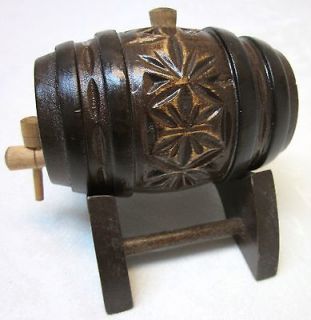 Great Antique Wine Barrel Keg Miniature Chip carved Wooden Decorative 