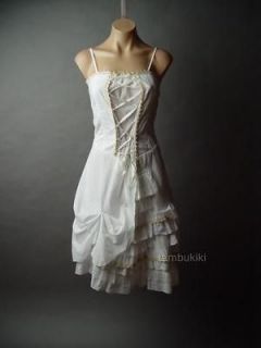   Renaissance Steampunk Wedding Corset Bodice Petticoat Chemise Dress M