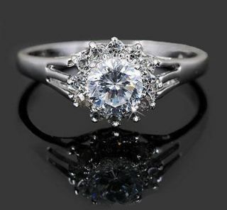 White gold gp lab Diamond Engagement Wedding Party Band Ring Size 5 6 