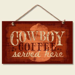 Western Lodge Cabin Decor ~Cowboy Coffee~ Wood Sign With Braided Rope 