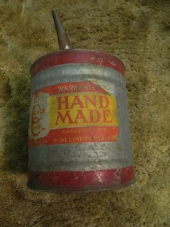 Old Vintage Hand Made Delphos Oil Kerosene Gas Can  Wood Handle 