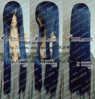 New Long Dark Blue Black Cosplay Party Wig 100cm au wig