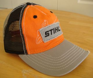 Stihl Orange, Black, Gray Fabric Hat / Cap w/ Patch over Embroidered 