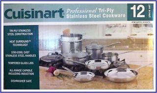 CUISINART PRO TRI PLY STAINLESS STEEL 12 pc COOKWARE SET TPCC 12PC 