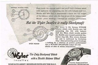 1945 Wyler Incaflex Watch Shockproof Agency Vintage Print Ad