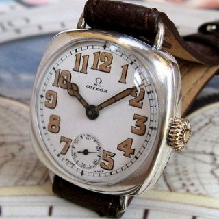   1918 Omega WWI Sterling Silver USA Military 15j Swiss Trench Watch