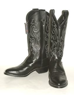 180 Mens Justin Black London Calf Western Boots # 1409 Leather sole