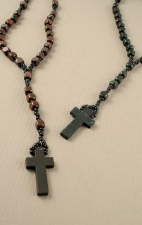 Ladies / Mens Wooden Rosary Beads / Necklace / Crucifix / Cross