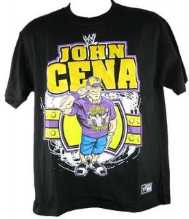 John Cena Cartoon Purple Salute WWE Black T shirt