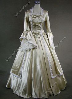 Marie Antoinette Satin Victorian Dress Wedding Ball Gown Reenactment 
