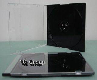  Slim 5.2 mm Black Single CD DVD R Movie Jewel Cases Boxes, hold 1 disc